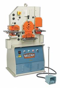 BAILEIGH INDUSTRIAL Ironworker: 230V AC /Three-Phase, 5 Stations, 50 Tonf Hydraulic Force, SW-503. Key specifications — attr66091: 10 in x 0.375 in; attr69797: Square Shear; attr67058: 7/8 in x 1/4 in; attr66096: 2 in x 3.5 in x 0.281 in; attr66073: SW-503; attr66076: BAILEIGH INDUSTRIAL.
