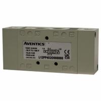 AVENTICS Pilot Air Control Valve: Series L1, Remote Pilot, Four-Way / Three-Position, 1/4 in NPT (MPN L12PP552O000000). Key specifications — attr1077390: L12PP552O000000; attr1077459: Pilot Air Control Valve; attr1077461: Spring Center; attr1077450: Non-Locking; attr1077396: Open.