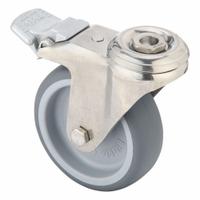 APPROVED VENDOR Bolt-Hole Caster: Swivel, Total Lock, Rubber, 3 7/8 in Wheel Dia., 1 1/4 in Wheel Wd (MPN LKRXA-TPA 101G-FI). Key specifications — attr1111597: APPROVED VENDOR; attr1176906: Swivel with Total Lock.