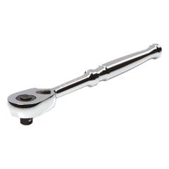 TEKTON Quick-Release Ratchet: Pear, Reversible, 6 in Overall Lg, Polished, 4° Min Arc Swing, Std Lg (MPN SRH11006). Key specifications — attr1205598: Reversible; attr1205605: Quick-Release Included; attr1205626: Polished; attr1228094: Standard Length; attr1205607: Pear; attr1205624: TEKTON.