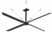 HUNTER INDUSTRIAL Ceiling Fan: 86,673 cfm Airflow, 14 ft Blade Dia, Variable Speeds, 480V AC, Silver (MPN E14-43I-IP-MD). Key specifications — Voltage: 480V AC; Light Kit: No; Series: ECO; Number of Speeds: Variable; Phase: Three; Current: 3 A; Brand: HUNTER INDUSTRIAL.