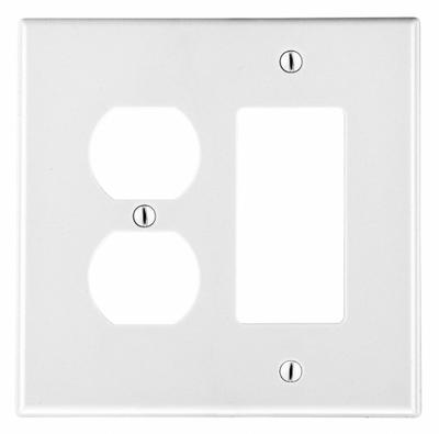 HUBBELL Wall Plate: Combo, 2 Gang, White - Combination Wall Plates