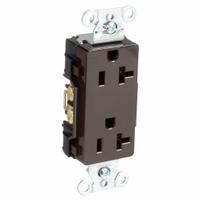 HUBBELL Receptacle: Decorator Duplex, 5-20, Brown, 125V AC, 20 A, 2 Pole / 3 Wire (MPN DR20)