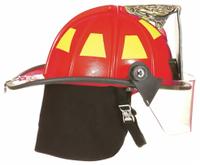 FIRE-DEX Fire Helmet: Red, Fiberglass, Traditional Rear Brim, Chin Strap, 6 pt Ratchet (MPN 1910H253). Key specifications — Color: Red; Chin Strap: Yes; Brand: FIRE-DEX; Shell Material: Fiberglass; Style: Traditional Rear Brim; Suspension: 6 pt Ratchet.