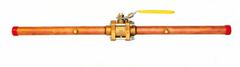 MILWAUKEE VALVE Manual Two-Way Ball Valve: 2 in, Bronze, Straight, MNPT x Tube, Full Port Ball Port (MPN 18097). Key specifications — Brand: MILWAUKEE VALVE; Cleaned and Bagged: Valve Cleaned and Bagged; Handle: Locking Lever.