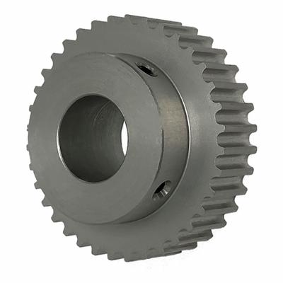 Dayton Timing Pulley: Curvilinear, Fixed, For HTD Timing Belt Section, For 9 mm Belt Wd - HTD Section Fixed-Bore Timing Pulleys with Hub