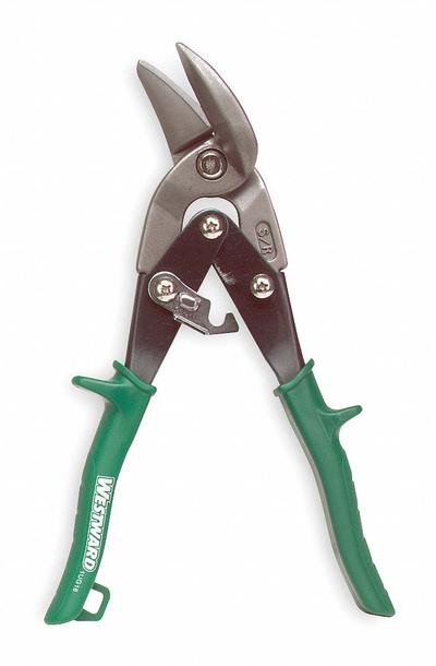 WESTWARD Offset Aviation Snip: Right, 9 3/4 in Overall Lg, 1 1/4 in Cutting Lg, Steel - Offset Aviation Snips