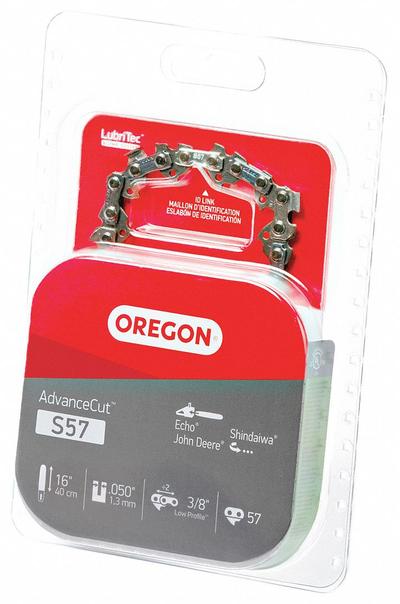 OREGON Chainsaw Chain: 16 in Compatible Bar Lg, 3/8 in, 0.05 in Gauge, 57 Links