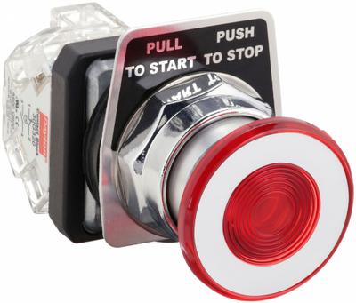Dayton Mushroom Head Push Button: Non-Illuminated, Mushroom Head Profile, Metallic - Mushroom-Head Push Buttons