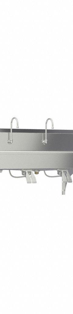 SANI-LAV Hands-Free Wash Station: 6 Stations, 8 in Bowl Dp, 117 in Bowl Lg, 16 1/2 in Bowl Wd, 16 ga (MPN 512WSL-0.5). Key specifications — Includes Side Splash: Side Splash Not Included; Series: Stainless Steel Wash-Station; Brand: SANI-LAV.