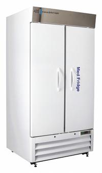 AMERICAN BIOTECH SUPPLY Pharmacy Refrigerator: 36 cu ft, Upright, 2°C to 7°C, 34 3/4 in Overall Dp (MPN PH-ABT-HC-S36S). Key specifications — Door Opening Style: Right; Color: White; Alarm Type: Temperature; Manufacturer Part Number: PH-ABT-HC-S36S; Brand: AMERICAN BIOTECH SUPPLY; Product Type: Pharmacy Refrigerator; Door Type: Swing Solid; Refrigerant Type: R-290.