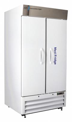 AMERICAN BIOTECH SUPPLY Pharmacy Refrigerator: 36 cu ft, Upright, 2°C to 7°C, 34 3/4 in Overall Dp (MPN PH-ABT-HC-S36S). Key specifications — Door Opening Style: Right; Color: White; Alarm Type: Temperature; Manufacturer Part Number: PH-ABT-HC-S36S; Brand: AMERICAN BIOTECH SUPPLY; Product Type: Pharmacy Refrigerator; Door Type: Swing Solid; Refrigerant Type: R-290.
