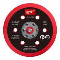 MILWAUKEE Disc Backup Pad: 6 in Wd, Round, Hook and Loop, Hard, For 2585-20, 6 Vacuum Holes (MPN 49-36-2584). Key specifications — attr667743: Disc Backup Pad; attr667724: Round; attr667738: 6; attr667733: Polyurethane; attr667729: 2585-20; attr667721: 49-36-2584; attr667725: MILWAUKEE.