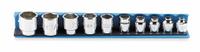 PROTO Stubby Socket Set: 3/8 in Drive, 10 Piece, 6-Point, SAE, 3/16 in to 3/4 in (MPN J52123). Key specifications — attr1224269: 3/8 in; attr1204685: Not Tether Capable; attr1204650: 3/16 in to 3/4 in; attr1204673: Socket Bits Not Included; attr1204688: PROTO; attr1206170: Standard Sockets.