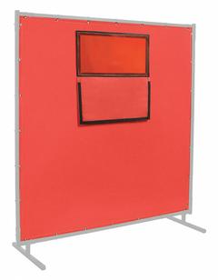 STEINER Welding Curtain with Window: Silicone-Coated Fiberglass, 6 ft Ht, 6 ft Wd, Red (MPN 384-338F-6X6). Key specifications — Brand: STEINER; Curtain Material: Silicone-Coated Fiberglass.