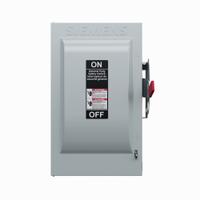 SIEMENS Safety Switch: Fusible, 100 A, Single or Three Phase, 240V AC, Galvanized Steel, Indoor (MPN GF323NA). Key specifications — Brand: SIEMENS.