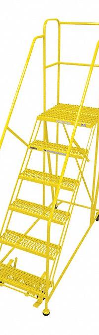 COTTERMAN Work Platform: 5 ft Platform Ht - Max, 24 in x 36 in, Steel, 800 lb Load Capacity (MPN 6WP2436RA3B4B8AC2P6). Key specifications — Folding: Not Foldable; Mobility: Rolling; Components Included: Rubber Foot Pads; Use Location: Indoor; Brand: COTTERMAN; Color: Yellow; Height Adjustability: Fixed Height; Includes Handrails: Handrails Included.