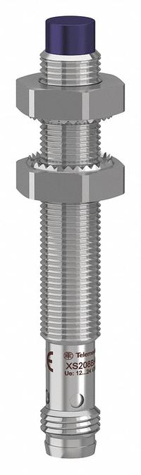 TELEMECANIQUE SENSORS Inductive Cylindrical Proximity Sensor: Built-in Connector, Unshielded, PNP (MPN XS208BLPAM8). Key specifications — Brand: TELEMECANIQUE SENSORS; AC Supply Voltage Rating: Not Rated; DC Supply Voltage Rating: 12-24V DC.