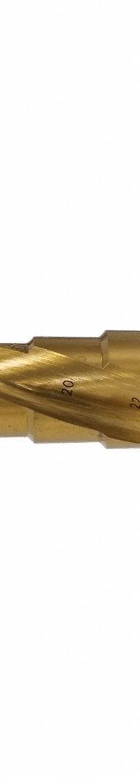 HOLEMAKER TECHNOLOGY Step Cone Drill Bit: 9/16" to 13/16", TiN-Coated HSS, Impact Rated, Hex Shank (MPN 506050-0020). Key specifications — attr1234925: HOLEMAKER TECHNOLOGY; attr1234936: Impact Rated; attr1234951: 9/16 in to 13/16 in.
