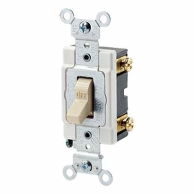 LEVITON Wall Switch: Toggle Switch, Single Pole, Maintained, Ivory, 120/277V AC - Toggle Wall Switches