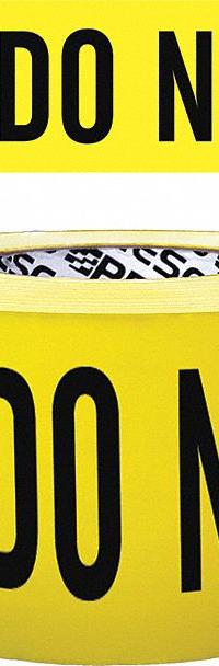 APPROVED VENDOR Barricade Tape: 500 ft Lg, 3 in Wd, Caution Do Not Enter Legend, Polypropylene (MPN B354Y9-200). Key specifications — Tape Message: Caution Do Not Enter; Message Color: Black; Brand: APPROVED VENDOR.