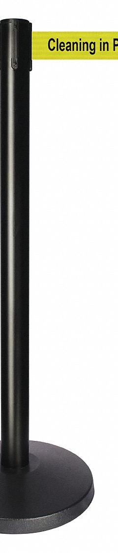 QUEUEWAY Barrier Post with Belt: Yellow, No Pattern, Cleaning in Progress, 10 ft Belt Lg, Black (MPN QPLUS-33-YC). Key specifications — attr981468: ABS; attr981465: Yellow; attr981461: QUEUEWAY; attr981440: Metal Alloy; attr981443: Black; attr981449: Cleaning in Progress; attr981448: Black.