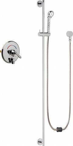 CHICAGO FAUCETS Shower Faucet: SH-TP, 2.5 gpm Handheld Showerhead Flow Rate, Plastic, 1 Handles (MPN SH-TP4-00-022). Key specifications — Showerhead Material: Plastic; Series: SH-TP.