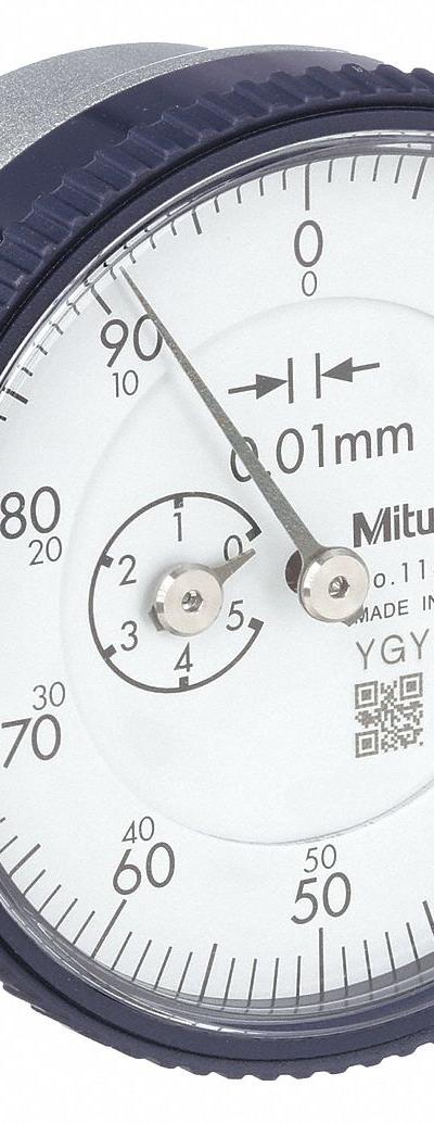 MITUTOYO Back Plunger Dial Indicator: 0 mm to 5 mm - Continuous Reading Flat Back Dial Indicators