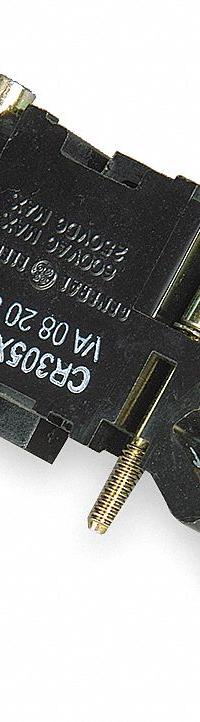 GE Auxiliary Contact Block: 1NO, 10 A Max Current (AC), Side Mount, Side-Mounted (MPN CR305X100D). Key specifications — Brand: GE; Compatible with Series: 300-Line Contactors.