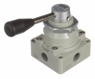 ARO Manual Air Control Valve: MaxAir, Four-Way / Three-Position, Lever, Black - ARO MaxAir Series Manual Air Control Valves