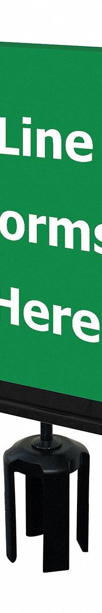 TENSABARRIER Acrylic Sign: Green, Line Forms Here Message, 11 in Overall Lg, 7 in Overall Wd (MPN S17-P-28-7X11-V-HDSB-1701-33). Key specifications — Brand: TENSABARRIER; Color: Green; Includes: Mounting Adapter; Message: Line Forms Here; For Use With: Tensabarrier Posts; Material: Acrylic.