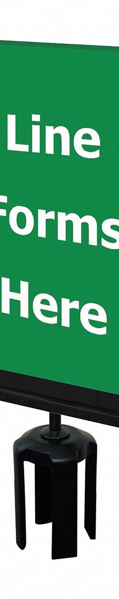 TENSABARRIER Acrylic Sign: Green, Line Forms Here Message, 11 in Overall Lg, 7 in Overall Wd (MPN S17-P-28-7X11-V-HDSB-1701-33). Key specifications — Brand: TENSABARRIER; Color: Green; Includes: Mounting Adapter; Message: Line Forms Here; For Use With: Tensabarrier Posts; Material: Acrylic.