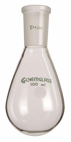 CHEMGLASS Distilling Flask: 200 mL, Colorless, Round, A, 29/42 Compatible with Stopper Size (MPN CG-1512-06). Key specifications — Shape: Round; Body Color: Colorless; Brand: CHEMGLASS; Compatible with Stopper Size: 29/42; USP Specification: Type I.