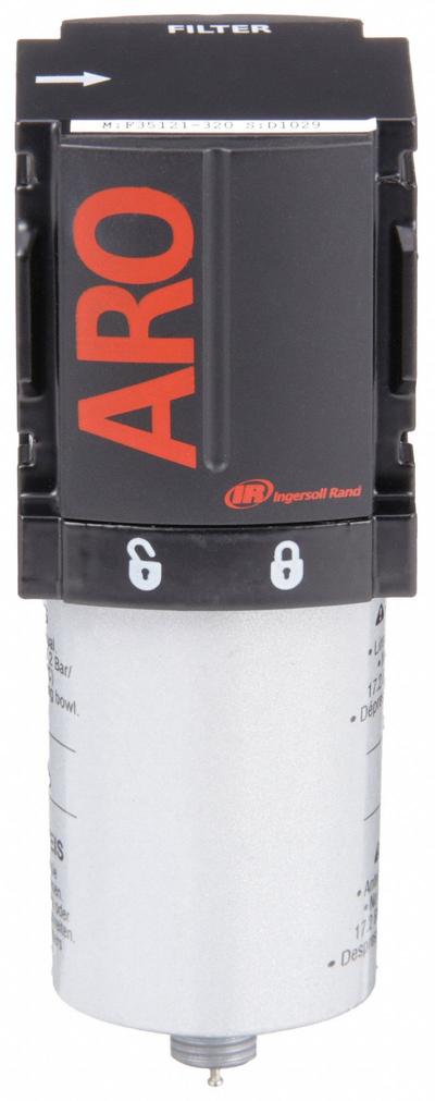 ARO Compressed Air Filter: Particulate, 1/4 in NPT, 5 micron, 49 cfm, 250 psi Max Op Pressure - ARO FRL Air Filters