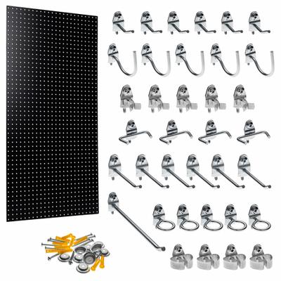 TRITON PRODUCTS Wall Ready Black Pegboard Kit: Round, 1/4 in Peg Hole Size - Round-Hole Pegboard Panel & Accessory Kits