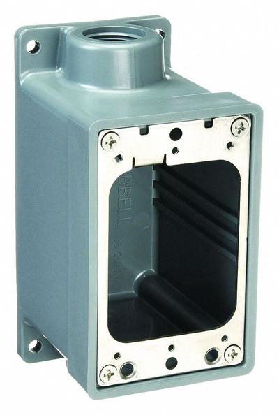 HUBBELL WIRING DEVICE-KELLEMS Electrical Box: Thermoplastic, Rectangular, 1 Gangs - PVC & Non-Metallic Weatherproof Electrical Boxes