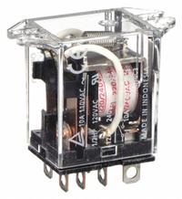 OMRON Flange Mount Relay: Surface (Top Flange) Mounted, 10 A Current Rating, 220/240V AC, DPDT (MPN LY2F-AC220/240). Key specifications — Brand: OMRON; Base Type: Square; Mounting Style: Top Flange; Electrical Connection: Plug-In Terminal; Manufacturer Part Number: LY2F-AC220/240; Operating Current: 10 A at 110V AC (Resistive Load); Series: LY Series.
