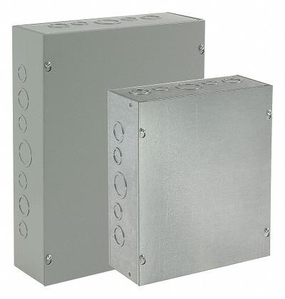 HOFFMAN Enclosure: Steel, 15 in x 15 in x 4 in, NEMA 1, Solid Cover, Screw On - Steel Indoor Enclosures with Screw-On Covers