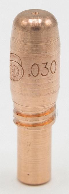 BERNARD Contact Tip: AccuLock S, 0.03 in (MPN T-A030CH). Key specifications — Contact Tip Series: AccuLock S; Connection Type: Threaded; Manufacturer Part Number: T-A030CH; For Nozzle Series: AccuLock S; Brand: BERNARD; Maximum Wire Diameter (Merch): 0.03 in.