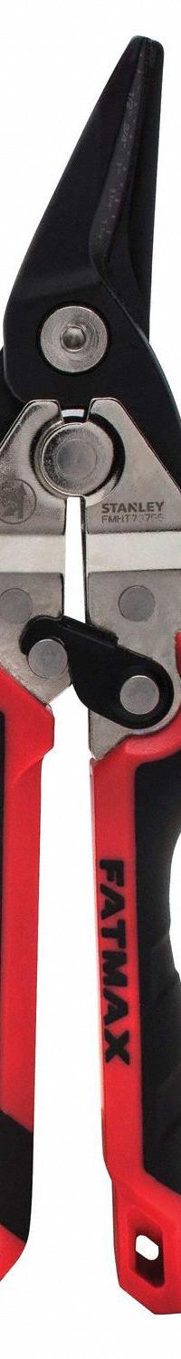 STANLEY Aviation Snip: Left, 10 in Overall Lg, 1 1/4 in Cutting Lg, Steel, Multi-Component, Steel (MPN FMHT73755). Key specifications — attr308531: Multi-Component; attr308530: Steel; attr308532: Steel; attr308533: Yes; attr308535: Stainless Steel; attr308541: 22 ga (Stainless Steel); attr308546: Left; attr324897: STANLEY.