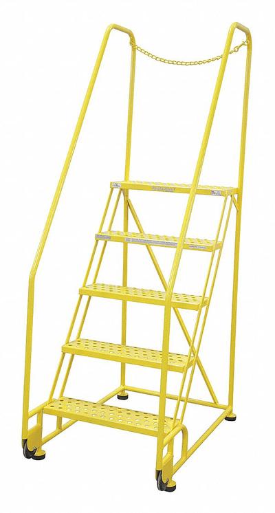 COTTERMAN Rolling Ladder: 4.2 ft Platform Ht, Assembled, Steel - Steel Easy Tilt-&-Roll Ladders