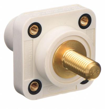 HUBBELL Single Pole Receptacle: White, Straight Taper Nose Mating, Threaded Stud Termination - Receptacles with Threaded Stud Terminations