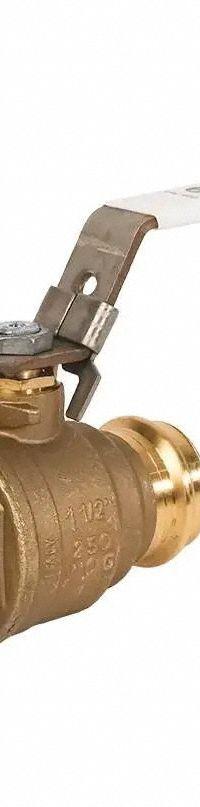 JOMAR VALVE Manual Two-Way Ball Valve: 1 1/4 in, Brass, Straight, Press x Press, Full Port Ball Port (MPN 100-206SSG-LH). Key specifications — Brand: JOMAR VALVE; Handle: Locking Lever.