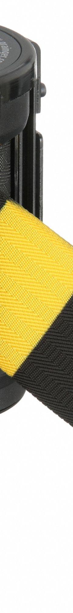 TENSABARRIER Replacement Belt Cassette: Black/Yellow, 4 in Overall Ht, 7 1/2 ft Belt Lg, Pattern (MPN CASSETTE-STD-NO-D4X-C). Key specifications — attr193628: TENSABARRIER; attr983760: Diagonal Stripe; attr983762: No Legend; attr981605: Receiver and Tape End Piece.
