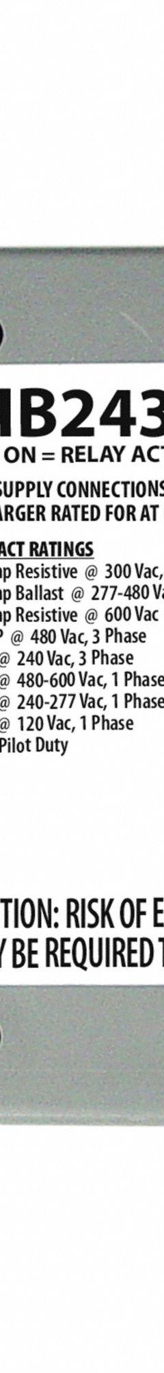RIB Enclosed Pre-Wired Relay: 20 A Rating, 3PST-NO, 0.50 in NPT (MPN RIB243P). Key specifications — Nipple Size: 0.50 in NPT; Brand: RIB.