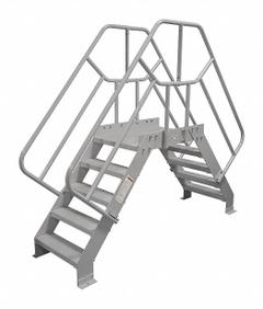 COTTERMAN Crossover Bridge: 4 ft Platform Ht, Steel, 500 lb Load Capacity, Serrated, 6 Steps, Steel (MPN 6SCS36A3C1P3). Key specifications — Brand: COTTERMAN; Color: Gray; Tread Type: Serrated.