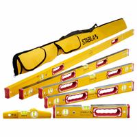 STABILA Level Set: Level, 2, Plain, 10 in_16 in_24 in_32 in_48 in_78 in Overall Lg, Side Read Only (MPN 78296). Key specifications — attr934734: 78296; attr934735: STABILA; attr939796: Acrylic; attr983962: Aluminum; attr939959: Side Read Only; attr939953: Hand Grips.