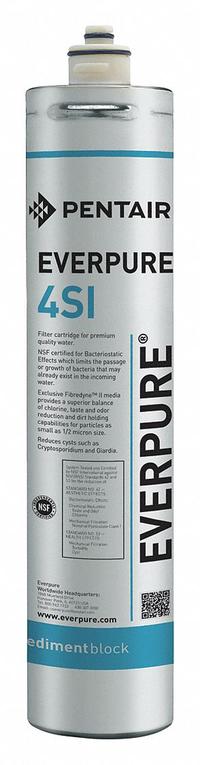 PENTAIR/EVERPURE Quick-Connect Water Filter: 0.5 micron, 2 gpm, 14 1/2 in Overall Ht, Scale Reduces (MPN EV960651-75). Key specifications — Product Type: Quick-Connect Water Filter; Filter Media: Polyphosphate; Brand: PENTAIR/EVERPURE; Reduces: Scale.