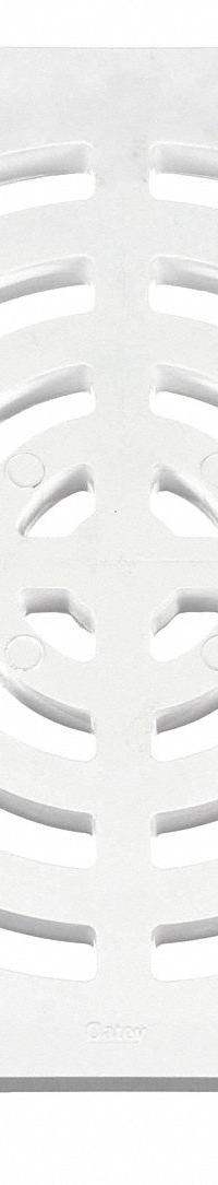 OATEY Grate: Plastic, 9 1/4 in Overall Wd, 3/4 in Overall Ht, Unfinished, Drop-In, Full Grate (MPN 42753). Key specifications — Brand: OATEY; Finish: Unfinished; Color: White; Material: Plastic; Connection Type: Drop-In; Grate Opening Type: Full Grate; Grate Surface Style: Radial; Product Type: Grate.