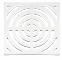 OATEY Grate: Plastic, 9 1/4 in Overall Wd, 3/4 in Overall Ht, Unfinished, Drop-In, Full Grate (MPN 42753). Key specifications — Brand: OATEY; Finish: Unfinished; Color: White; Material: Plastic; Connection Type: Drop-In; Grate Opening Type: Full Grate; Grate Surface Style: Radial; Product Type: Grate.